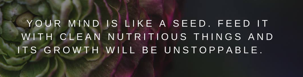 We become what we think about. Your mind is like a seed. Feed it with clean, nutritious things and its growth will be unstoppable.
